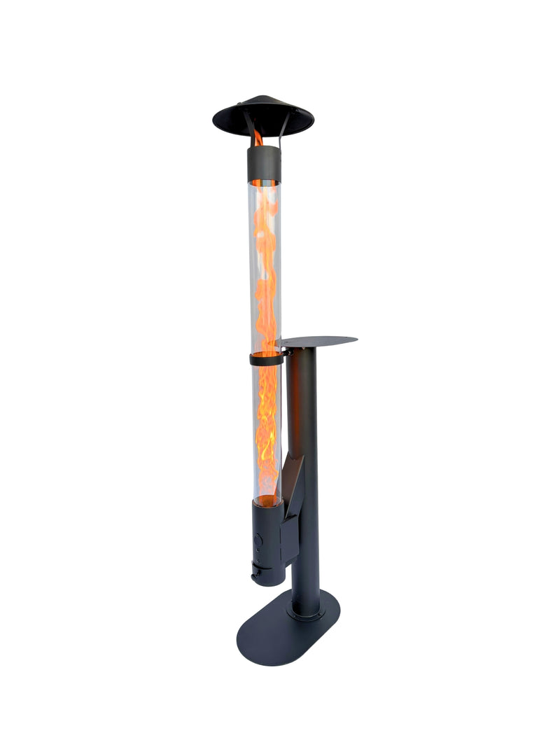 Flamesa® Lumina – Design-Pelletheizer Terrassenheizer für den Außenbereich mit Tisch