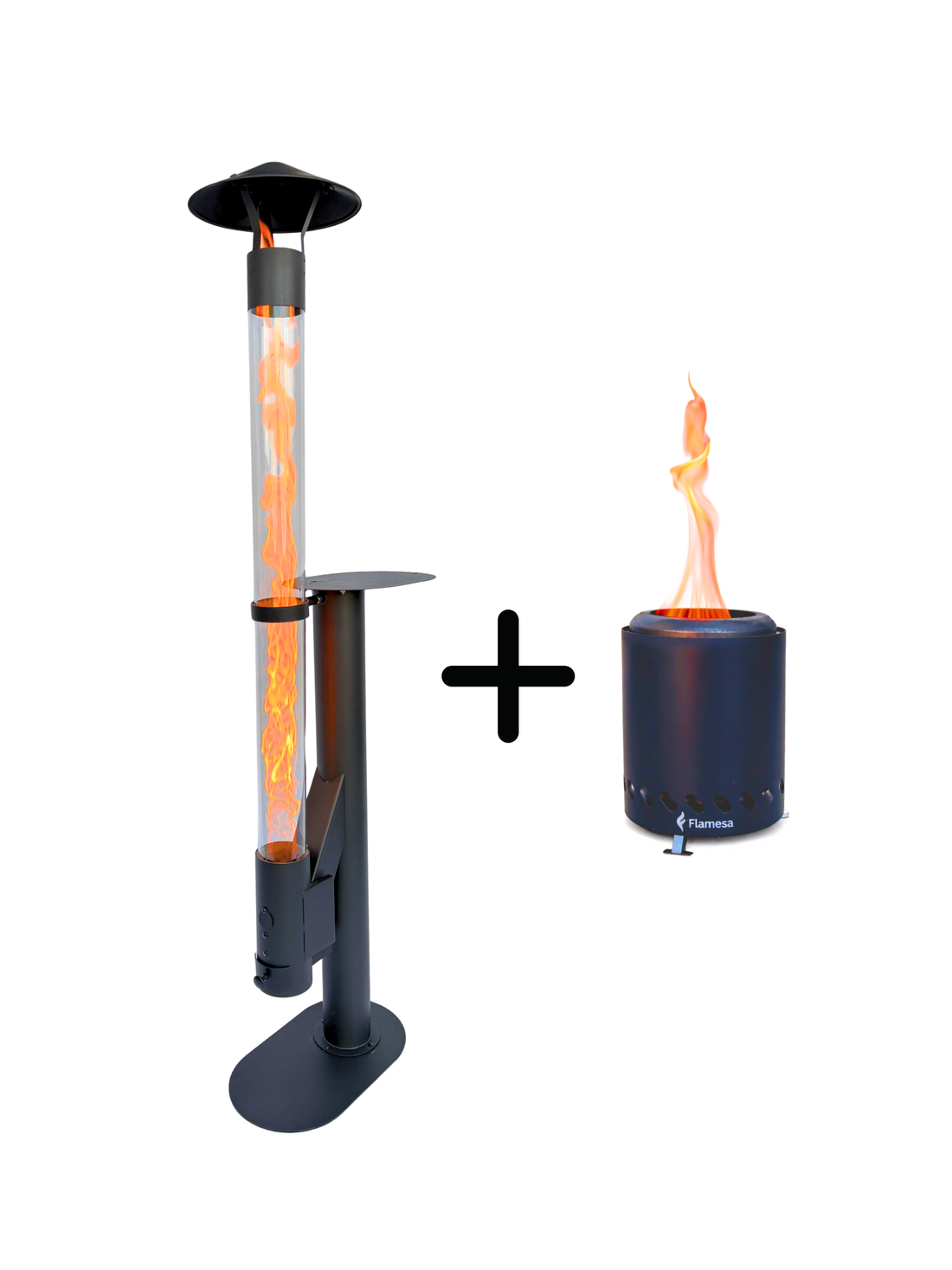 Flamesa Lumina Pelletofen mit Tisch + gratis schwarzer Flamesa Vulcan