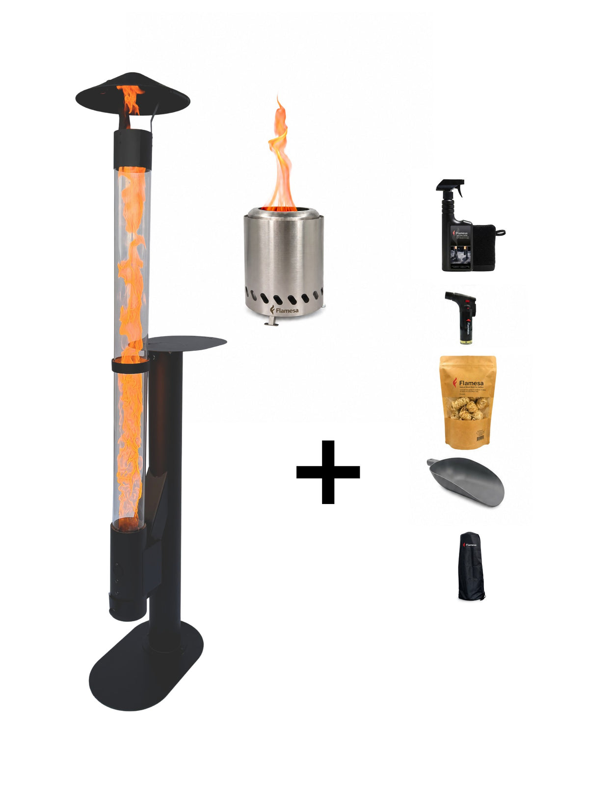 Flamesa® Lumina Startset – Pelletofen mit gratis Flamesa Vulcan und Zubehör