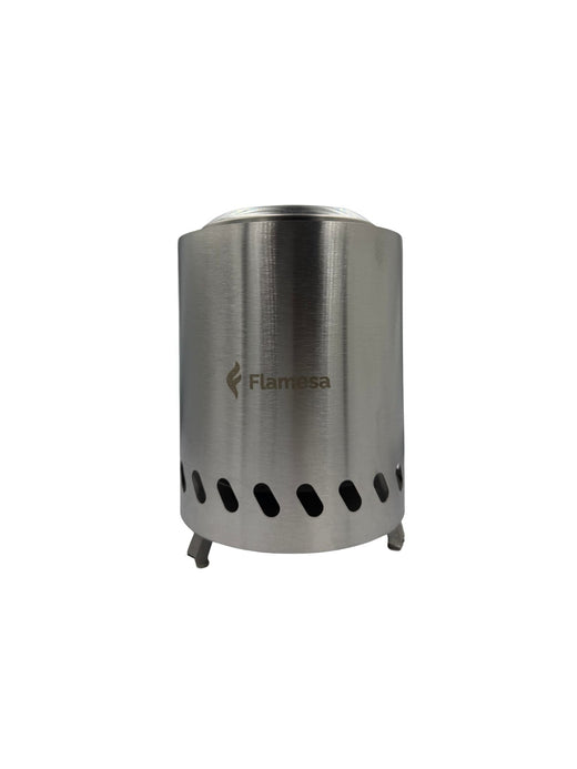 Flamesa® Vulcan – Pellet-Feuerkorb als Tischmodell in Silber