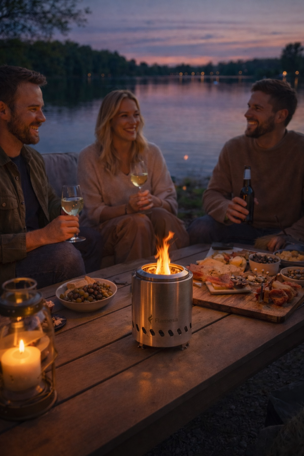 Flamesa Vulcan – Terrassenfeuer Pellets unter Veranda